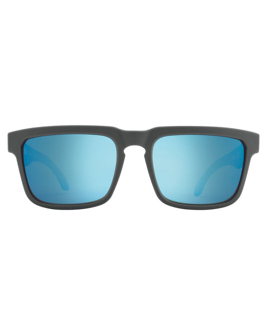 Spy Helm Soft Matte Dark Gray - Happy Gray Green Polar With Light Blue Spectra Mirror Sunglasses - SnowSkiersWarehouse