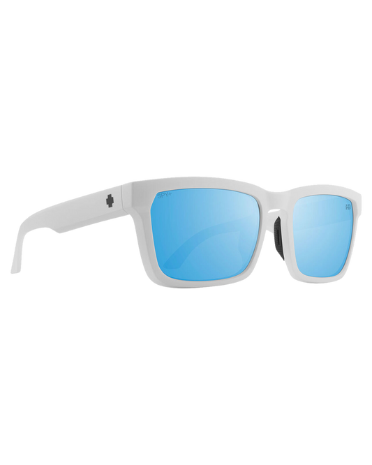 Spy Helm Tech Matte White - Happy Boost Bronze Polar Ice Blue Spectra Mirror Sunglasses - SnowSkiersWarehouse