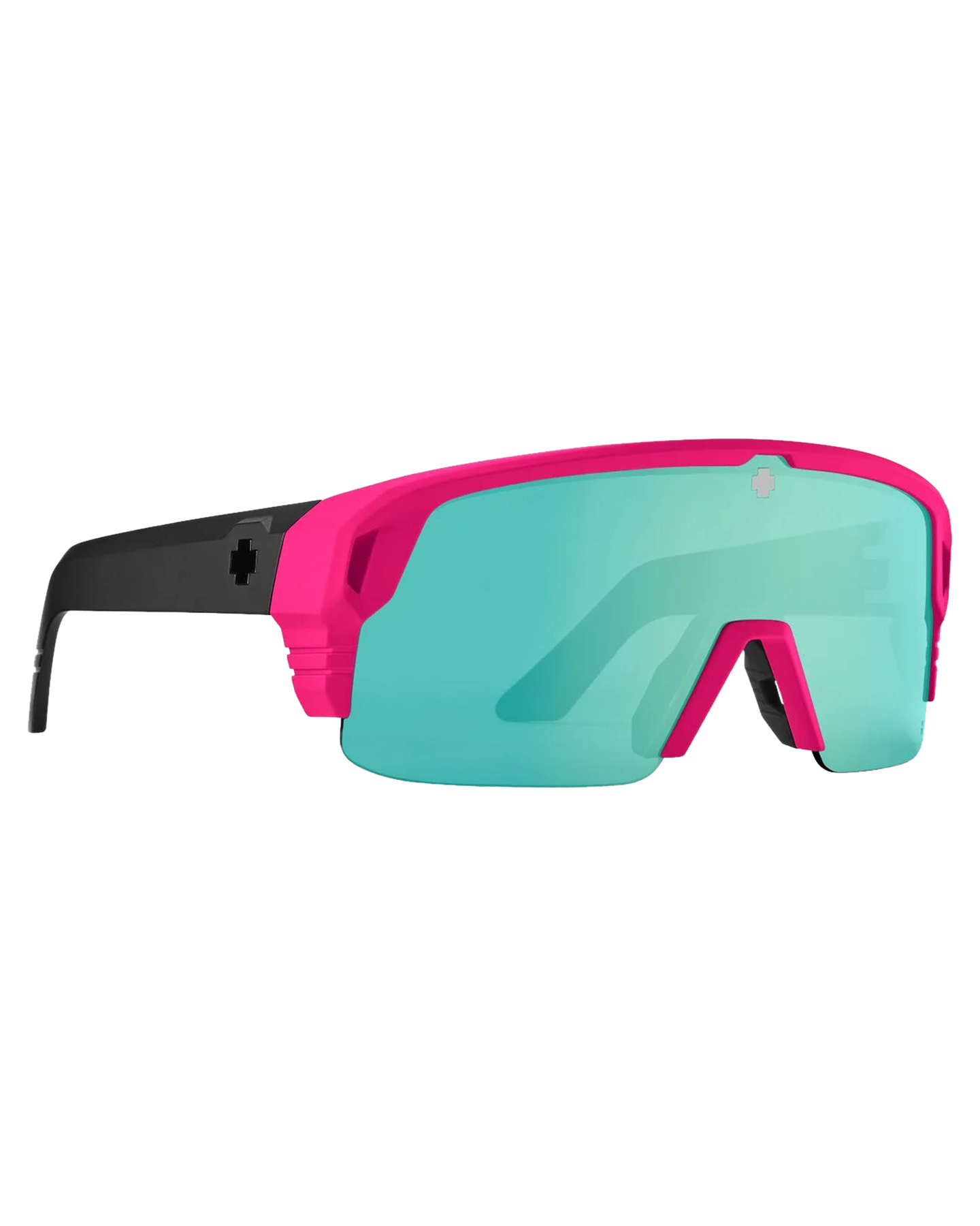 Spy Monolith 5050 Matte Neon Pink  - Happy Bronze Light Green Spectra Mirror Sunglasses - SnowSkiersWarehouse