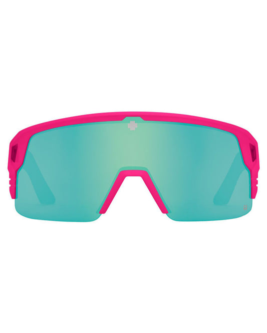 Spy Monolith 5050 Matte Neon Pink  - Happy Bronze Light Green Spectra Mirror Sunglasses - SnowSkiersWarehouse