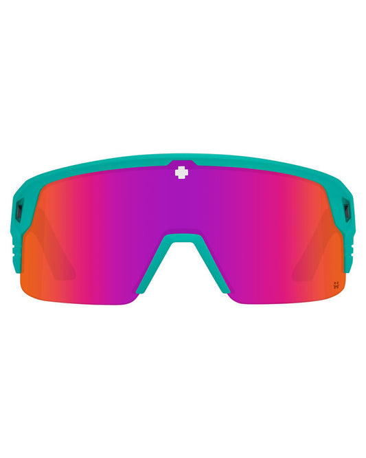 Spy Monolith 5050 Matte Teal - Happy Gray Green Pink Spectra Mirror Sunglasses - SnowSkiersWarehouse
