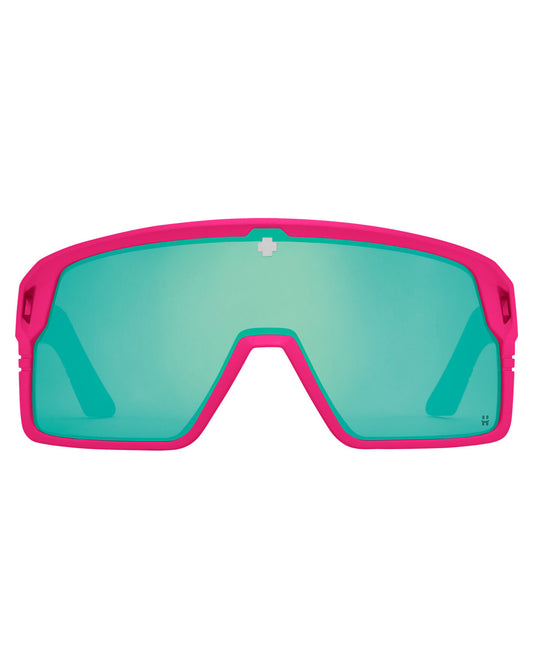 Spy Monolith Matte Neon Pink - Happy Bronze Light Green Spectra Mirror Sunglasses - SnowSkiersWarehouse