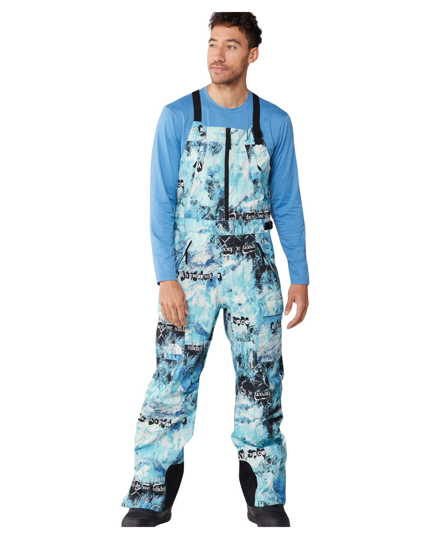 The North Face Men's Print Dragline Snow Bib - Norse Blue/Cole Navin/Never A Face Men's Snow Bibs - Trojan Wake Ski Snow