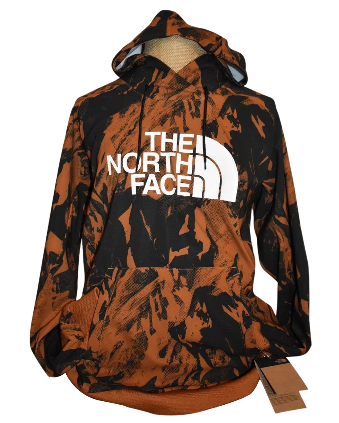 The North Face Men's Tekno Logo Hoodie - Leather Brown/Tonal Mountainscape Print Men's Hoodies - Trojan Wake Ski Snow