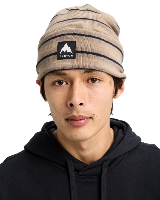 Burton Recycled Kactusbunch Tall Beanie - Summit Taupe Stripes Unisex Beanies - Trojan Wake Ski Snow