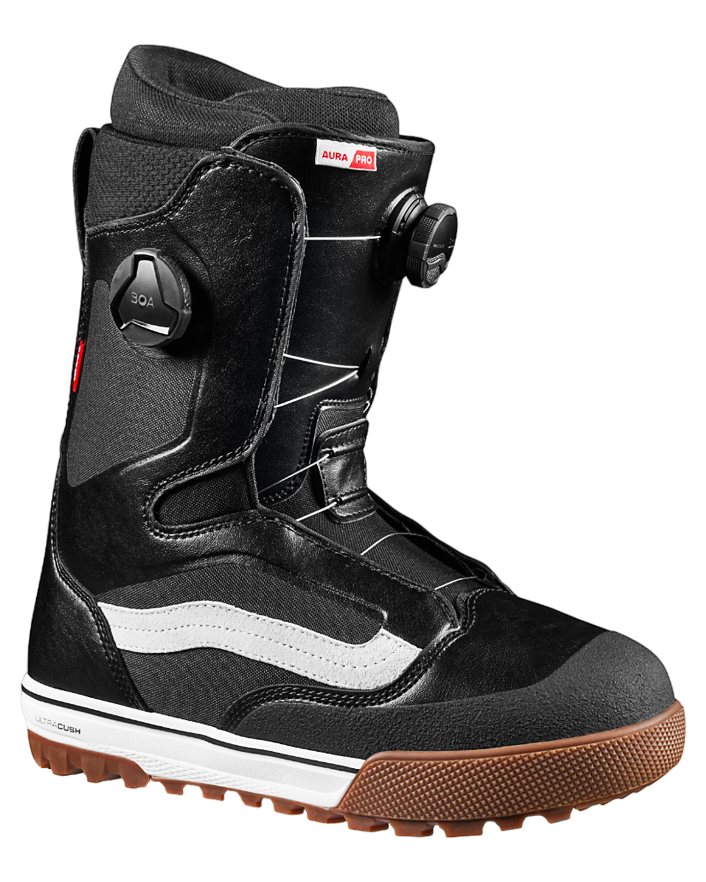 Vans Aura Pro Snowboard Boots - Black/White - 2024 Snowboard Boots - Mens - SnowSkiersWarehouse