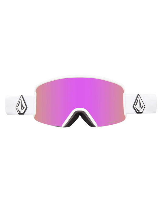 Volcom Garden Matte White Pink Goggles - Pink Chrome Snow Goggles - Trojan Wake Ski Snow