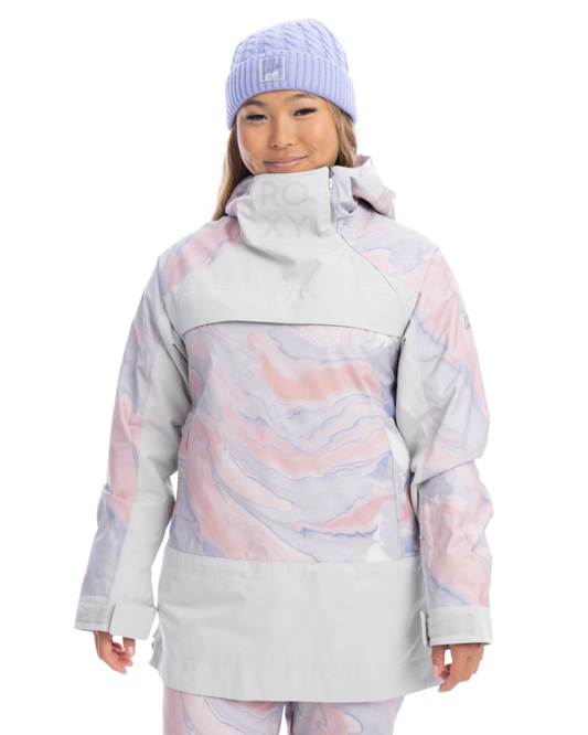 Roxy Chloe Kim Overhead Womens Snow Jacket - Gray Violet Marble - 2023 Women's Snow Jackets - SnowSkiersWarehouse