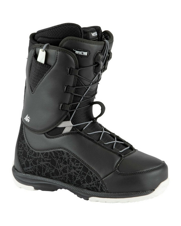 Nitro Futura TLS Boots - Black/white - 2021 Snowboard Boots - Womens - SnowSkiersWarehouse