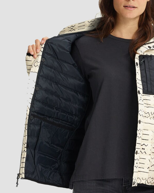 Burton Evergreen Women's Insulated Collar Down Snow Jacket - Canvas Bogolanfini / True Black Jackets - SnowSkiersWarehouse