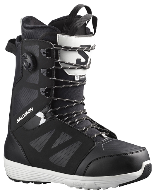 Salomon Launch Lace SJ BOA Snowboard Boots - Black / Black / White - 2023 Men's Snowboard Boots - SnowSkiersWarehouse