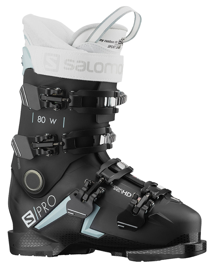 Salomon S/PRO MV 80 CS GW Women's Ski Boots - Black / White Moss - 2023 Snow Ski Boots - Womens - SnowSkiersWarehouse